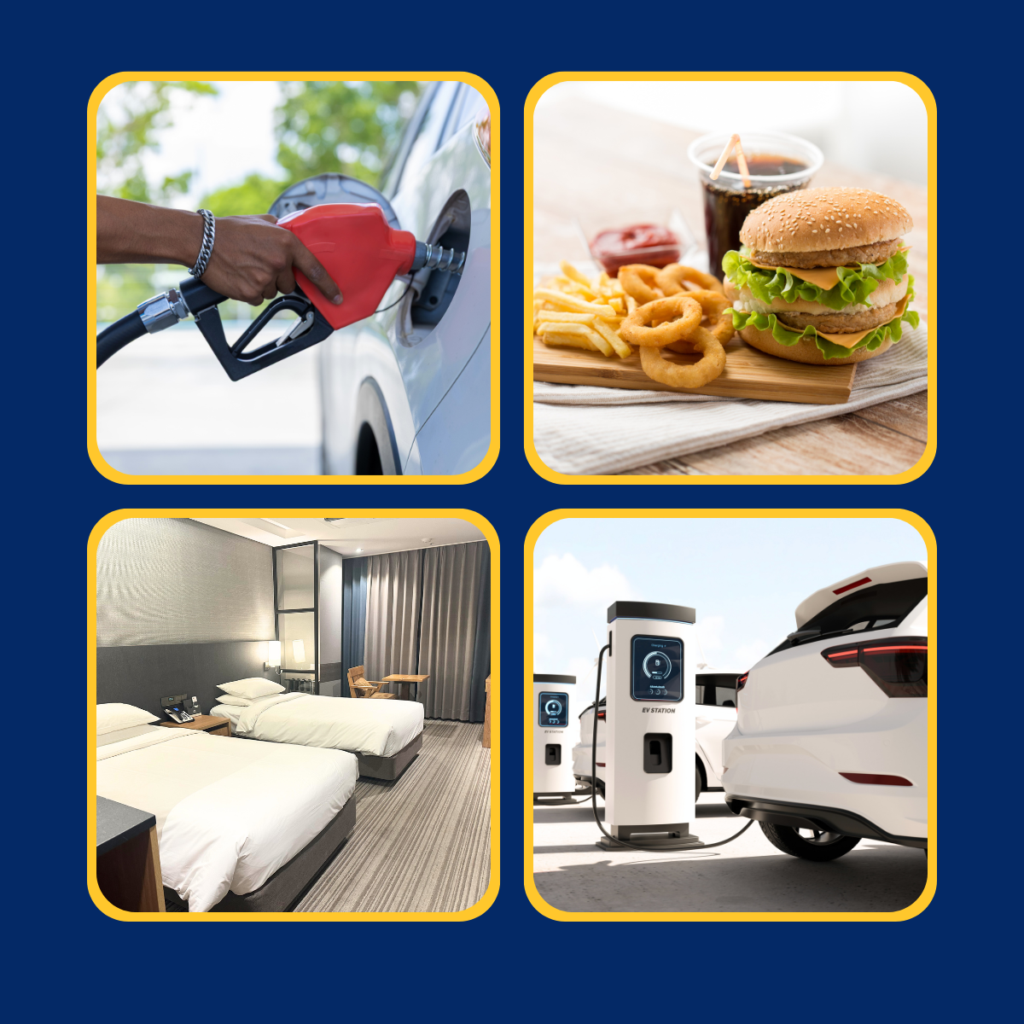 food gas lodging collage (1)